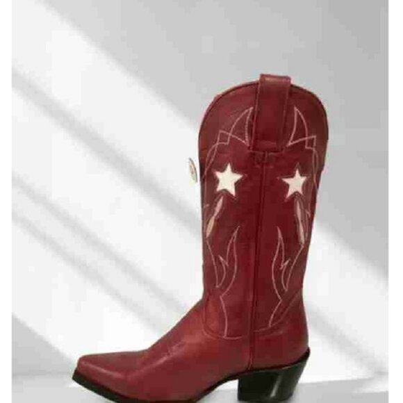 Womens Fashion Red Snip Toe Western Boots - Picture 3 of 3